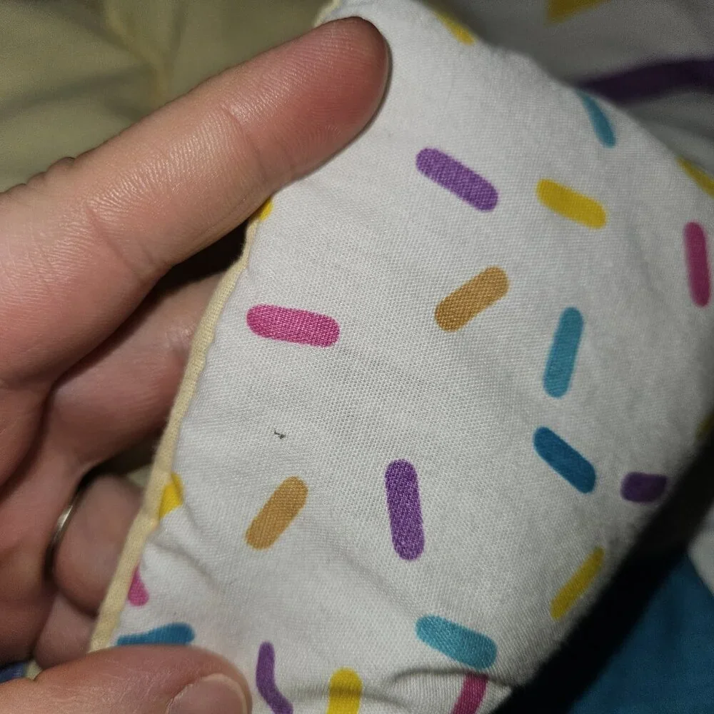 VTG 1990s Noah's Ark Baby Blanket Comforter Wall Decor 31x40 Pink Purple Yellow